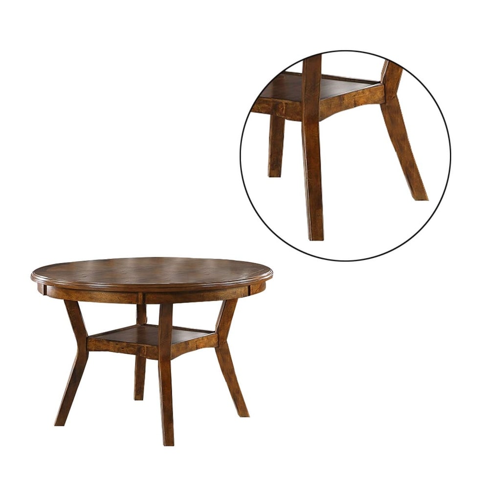 Round Top Wooden Dining Table with Boomerang Legs  Brown