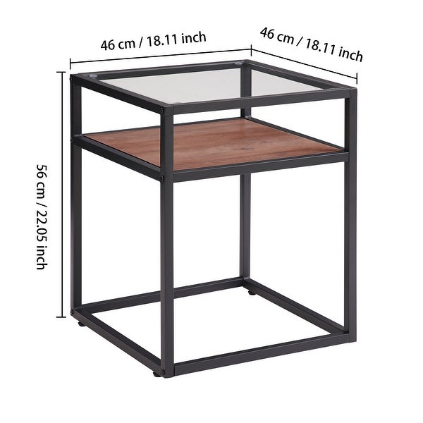 2-Tier Tempered Glass Top End Table