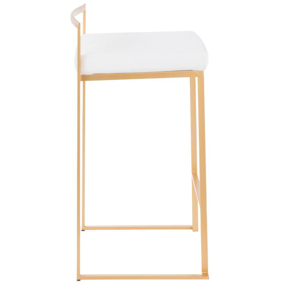 Lumisource Fuji 26 in. Gold Stackable Counter Stool with White Velvet Cushion (Set of 2) B26-FUJI AU+VW2