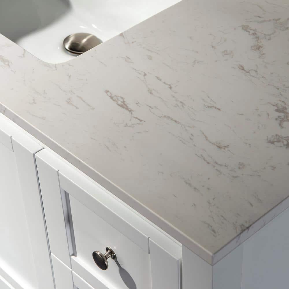 WOODBRIDGE 49 in W X 22 in D Engineered Stone Vanity Top in Carrara White with Single White Sink