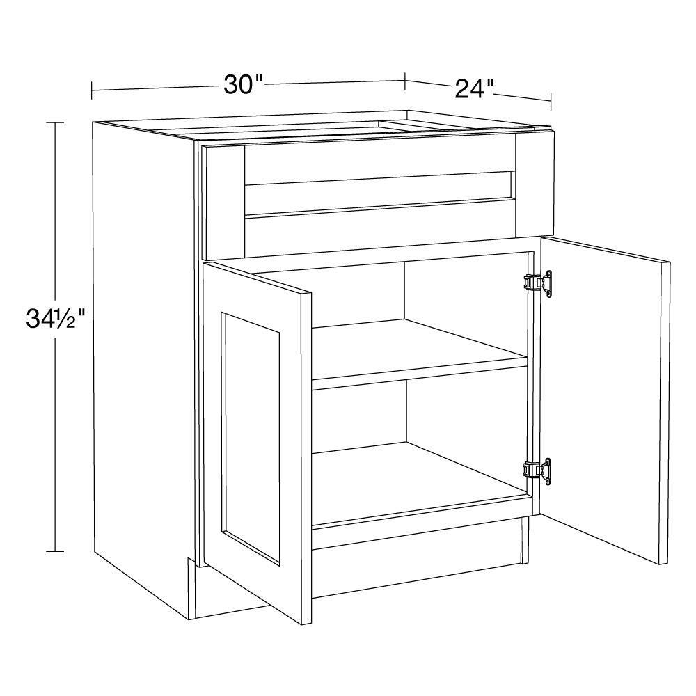 Home Decorators Collection Grayson 30-in. W x 24-in. D x 34.50-in. H in Pacific White Plywood Shaker Stock Assembled Base Kitchen Cabinet B30-GPW