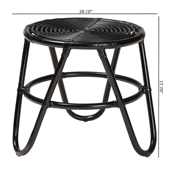 Pertessa Modern Bohemian Black Finished Rattan End Table