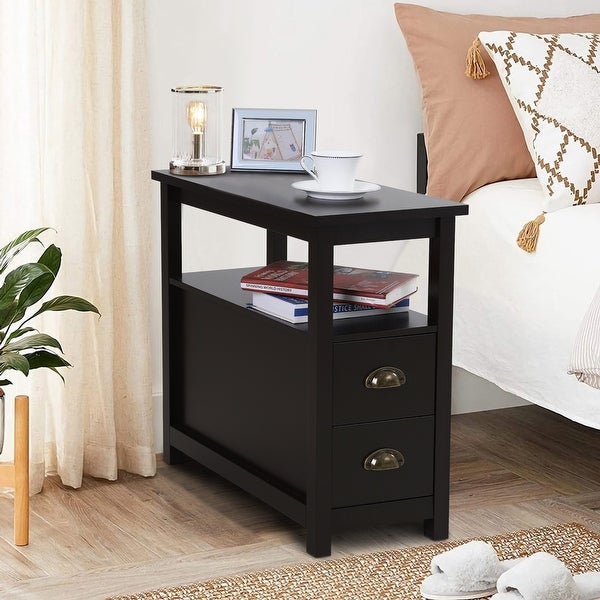 Sophia and William End Table with 2 Storage Drawers and Open Shelf