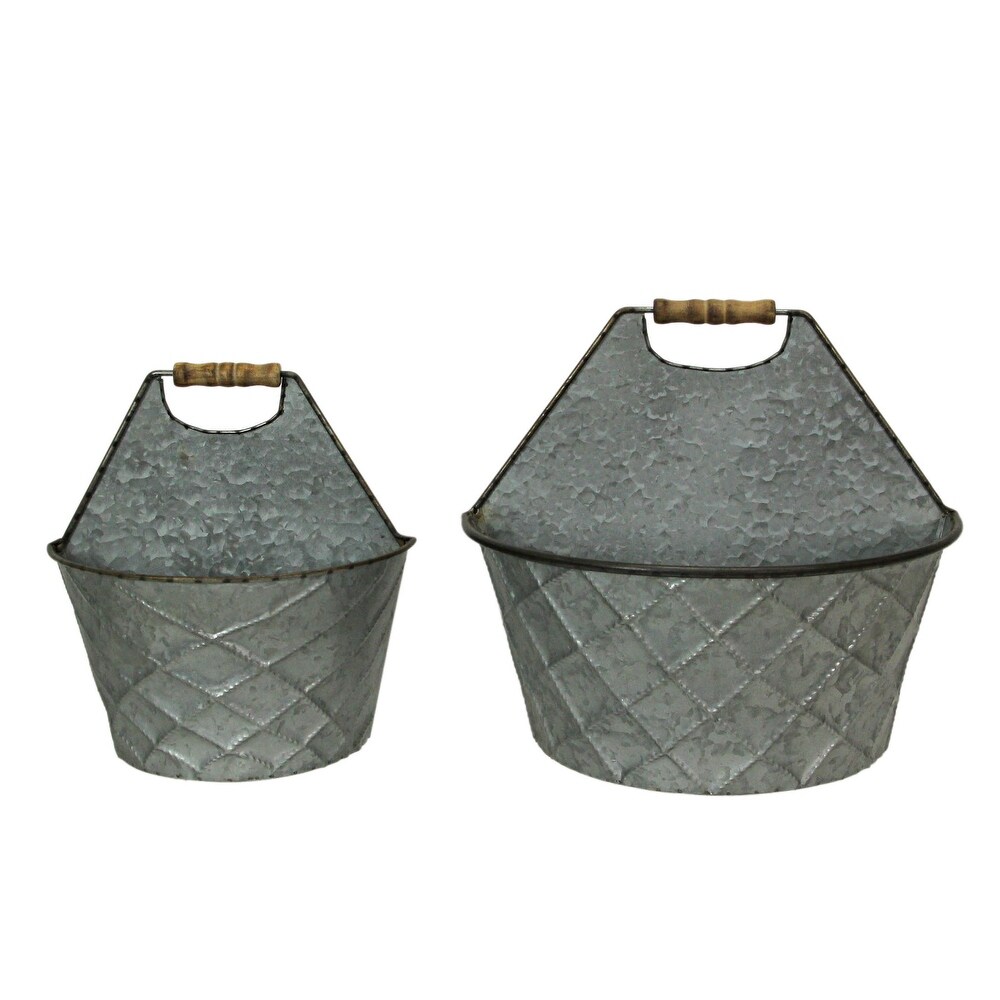 Galvanized Metal Rustic Wall Pocket Planters Hanging Decor (Set Of 2)   13.25 X 14.5 X 7.5 inches