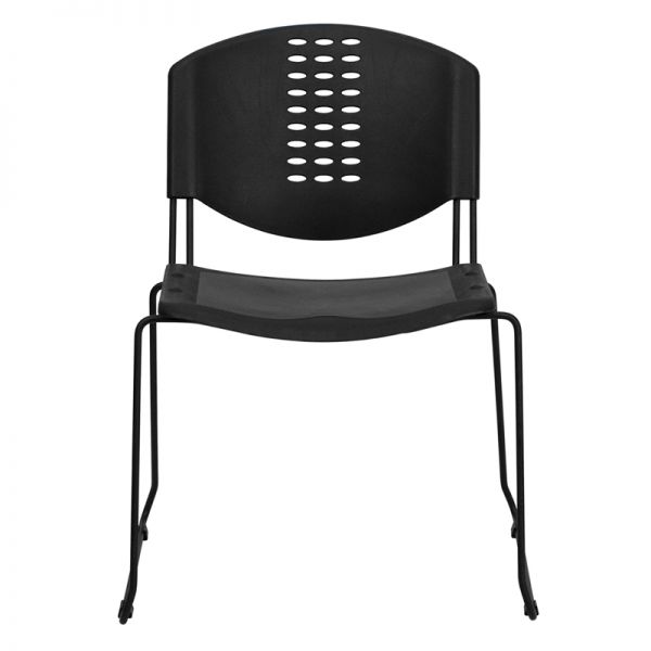 HERCULES Series 400 lb. Capacity Black Plastic Stack Chair with Black Frame