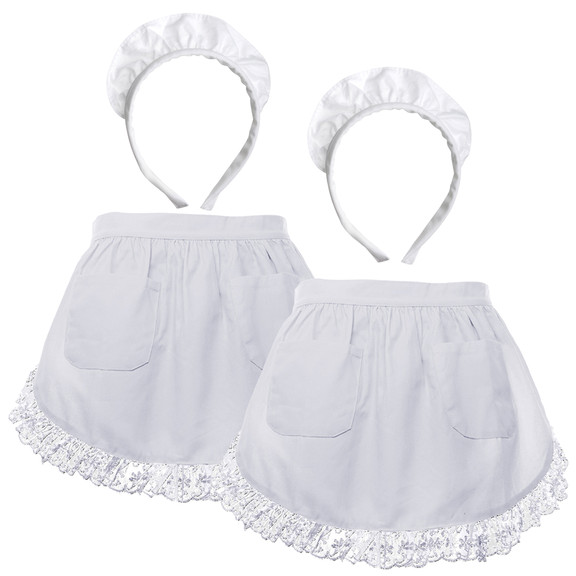 TOPTIE 2 PCS Cotton Waist Aprons with Headbands  C...