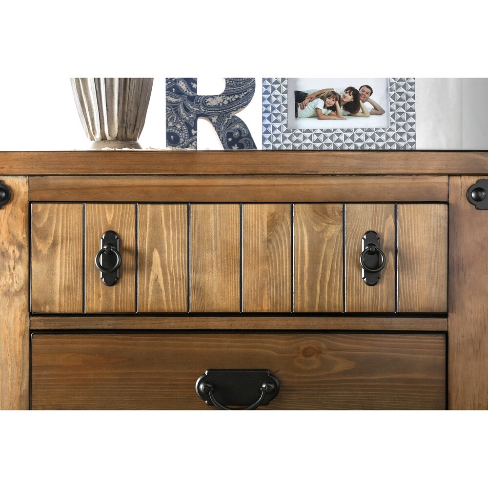 Sierren Country Brown Wood 3 Piece Panel Bedroom Set with USB Port by Furniture of America
