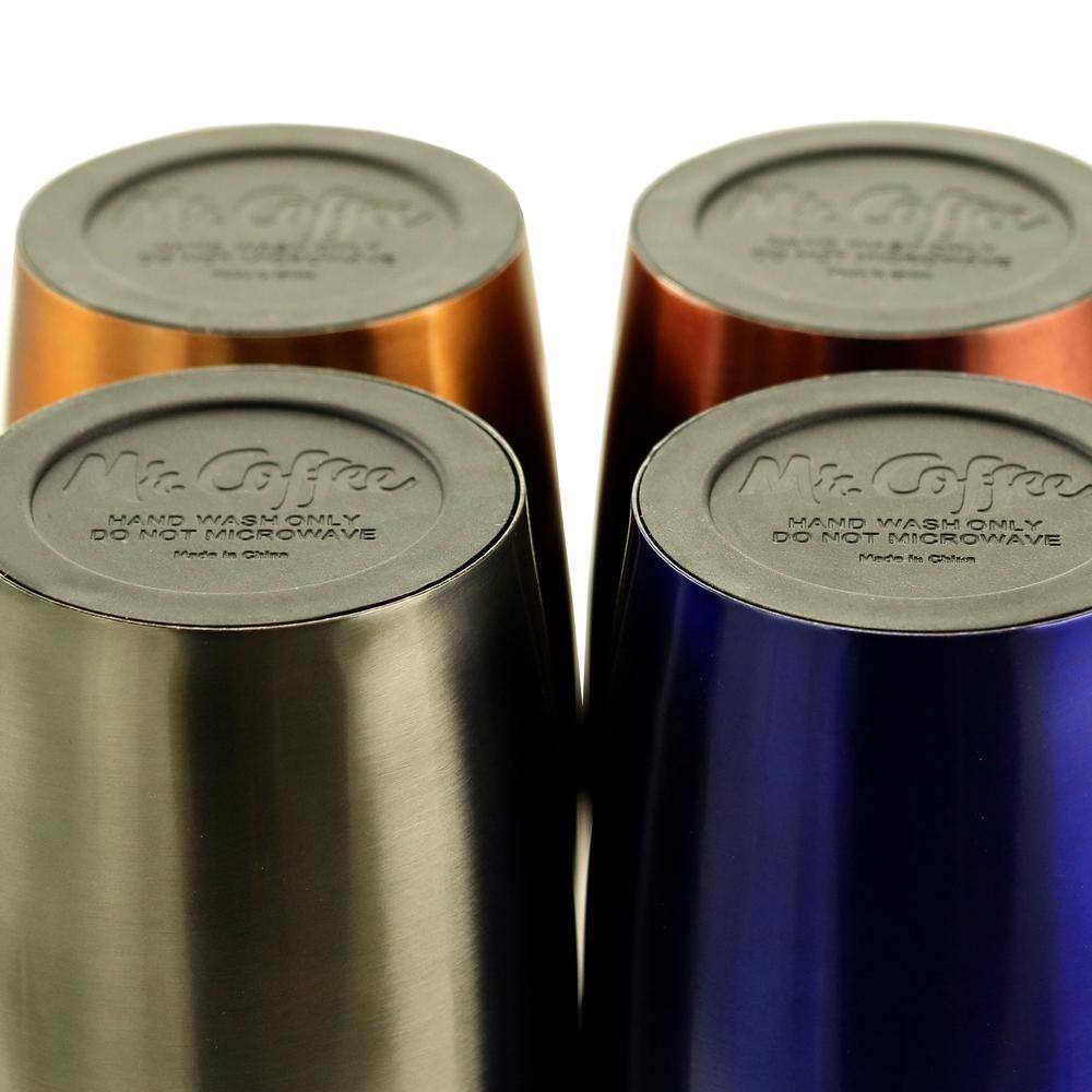 Mr. Coffee Kendrick 10 oz. Assorted Colors Thermal Travel Tumbler (Set of 4) 985112182M