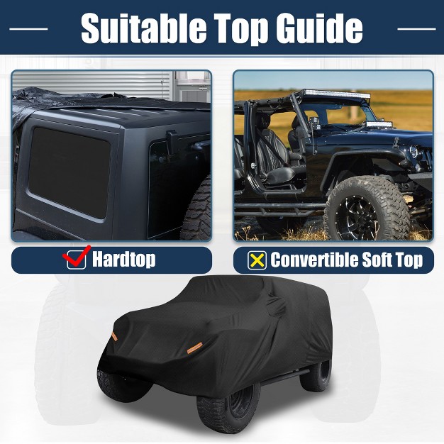 Unique Bargains Suv Car Cover Fit For Jeep Wrangler Jk 4 Door 2007 2017 Outdoor Waterproof Sun Dust Wind Snow Protection 210d Oxford