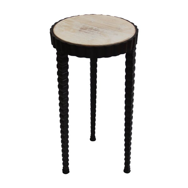 Brown and Black 22 Inch Round Wooden Side Table