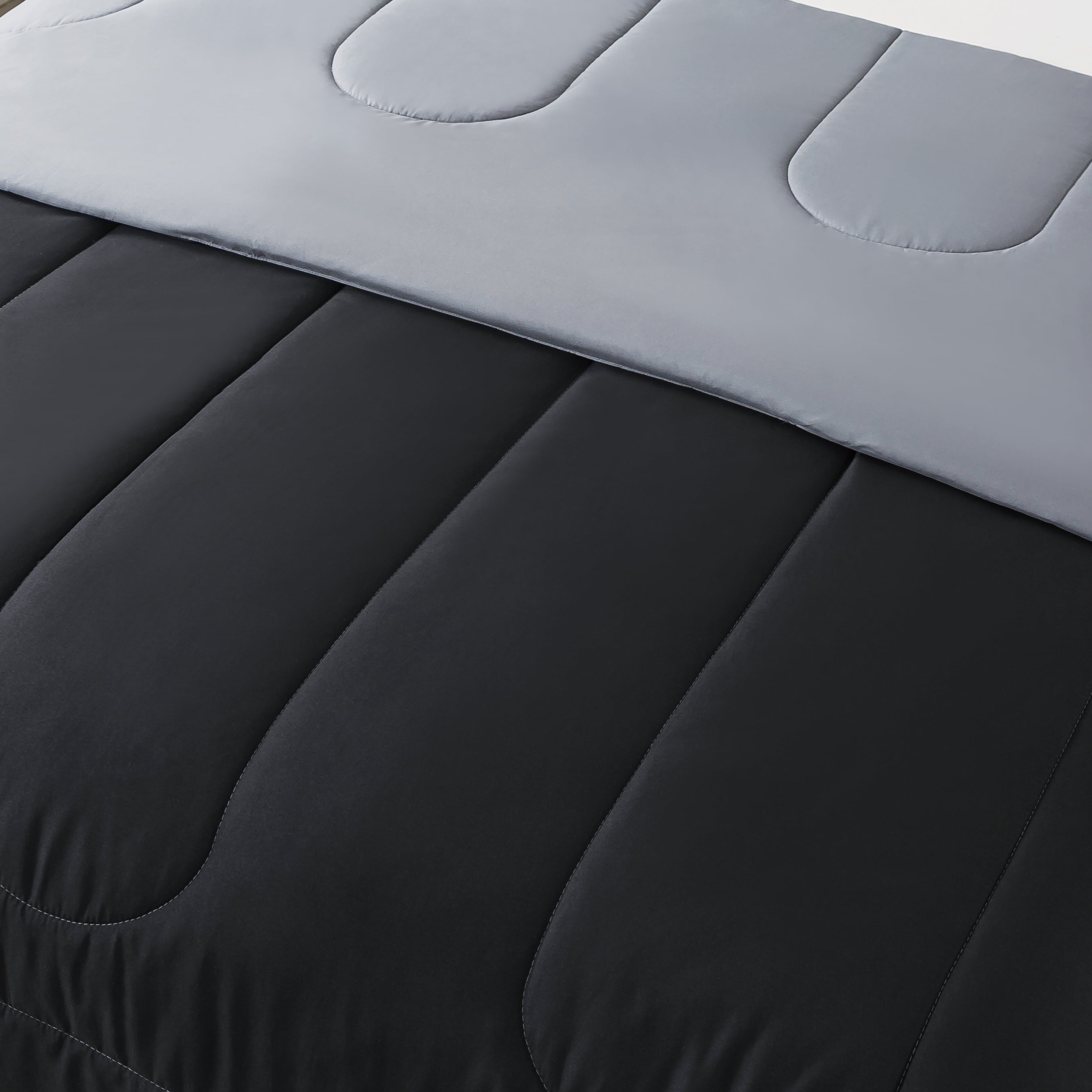 Mainstays Reversible Microfiber Comforter, Black, Queen