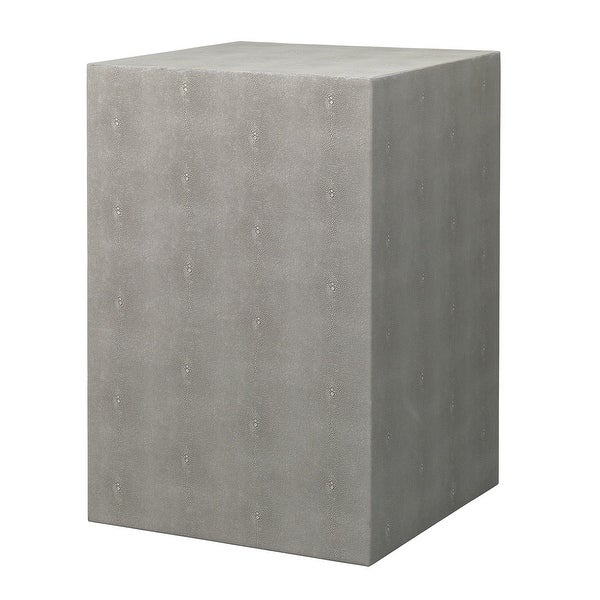 Alden Décor Esme Faux-Shagreen Square Side Table， Grey