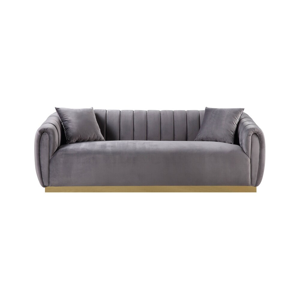 ACME Elchanon Sofa with 2 Pillows in Gray and Gold