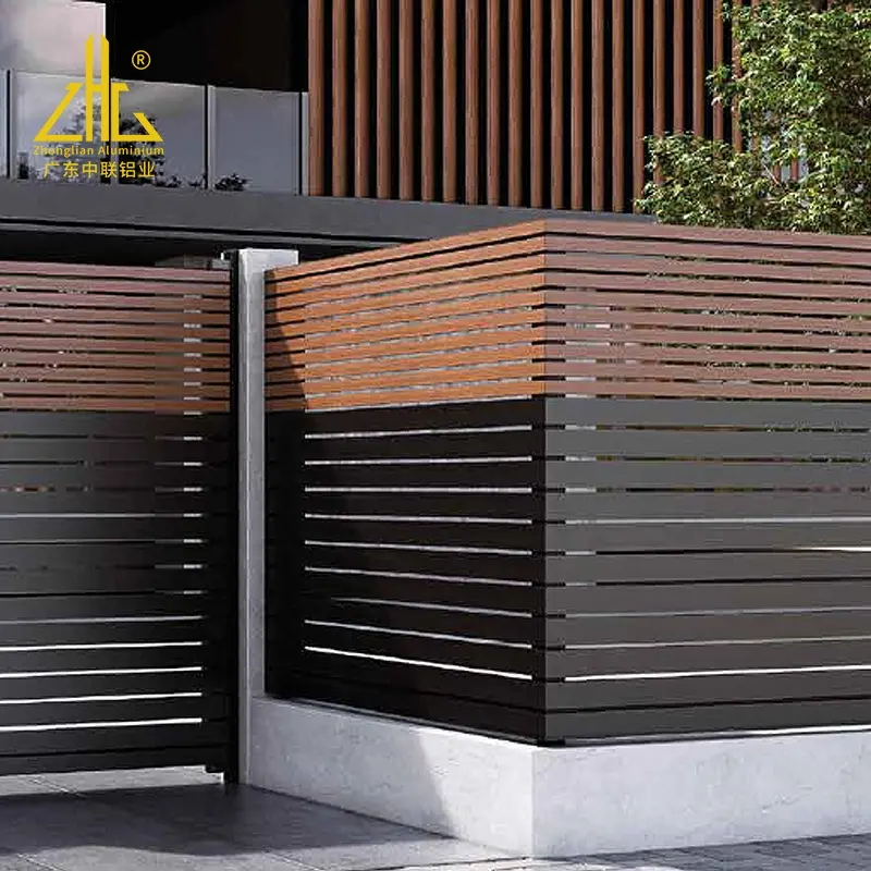 ZHONGLIAN Factory Supply Modern Design Horizontal Wood Grain Aluminum Slat Fence