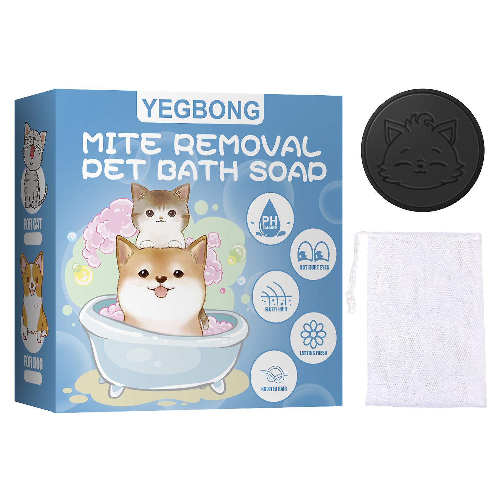 Pet Mite Removal Bath Soap Dog Dog Cat Sterilization Body Deodorization Cleaning Bath Supplies Color Classification Kitten Soap + Foam Net