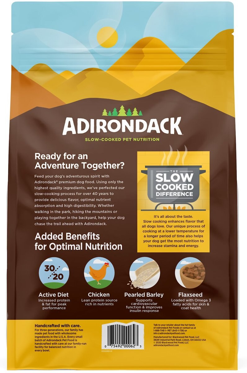 Adirondack 30% Protein High-Fat Recipe Chicken Meal and Brown Rice Puppy and Performance Dogs Dry Dog Food