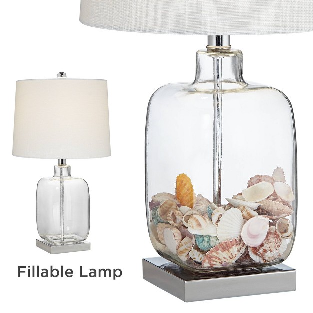 High Set Of 2 Clear Glass Fillable Sea Shells White Drum Shade For Living Room Family Bedroom