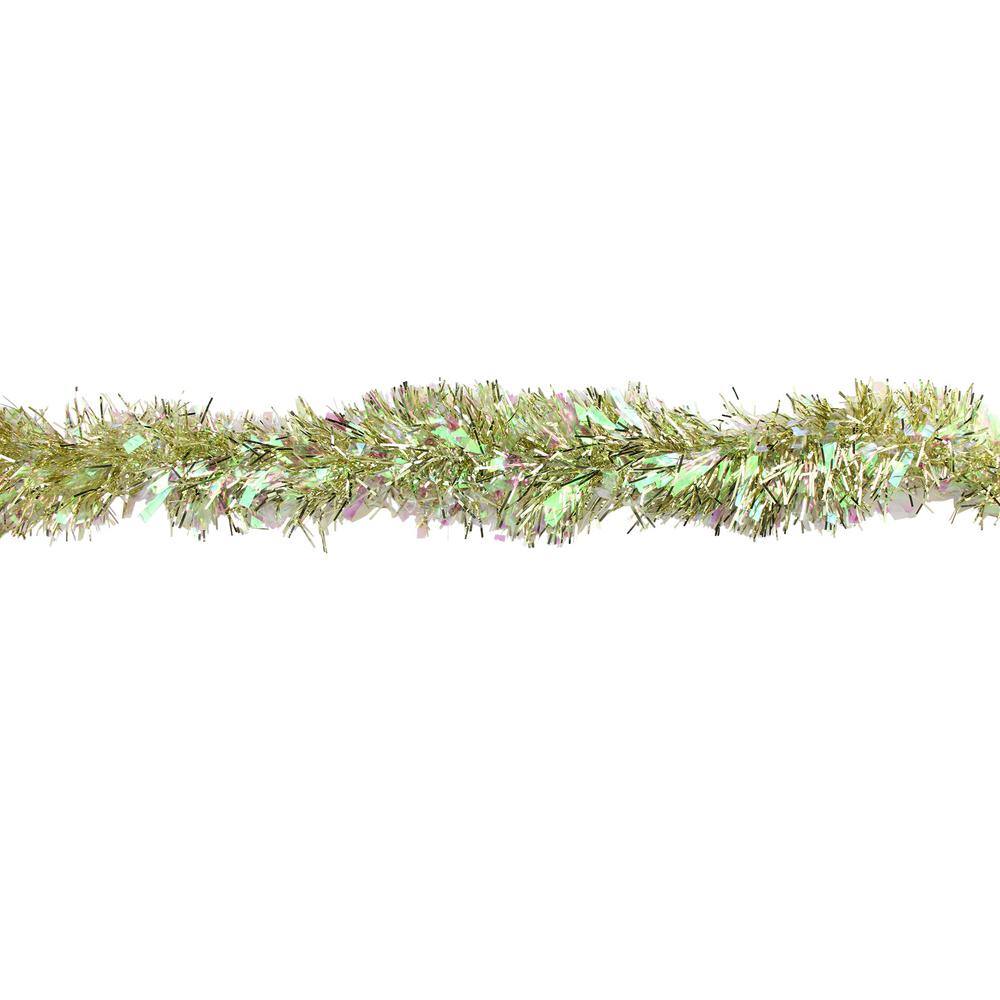 12 ft. Unlit Starburst Iridescent and Gold Christmas Tinsel Garland 32913344