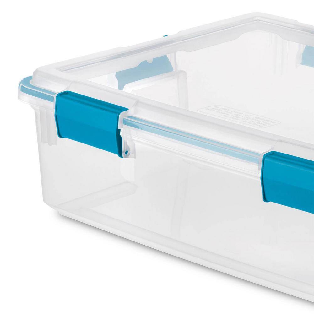 Sterilite 37 Qt. Thin Latched Gasket Plastic Storage Bin Tote in Clear (16-Pack) 16 x 19314304