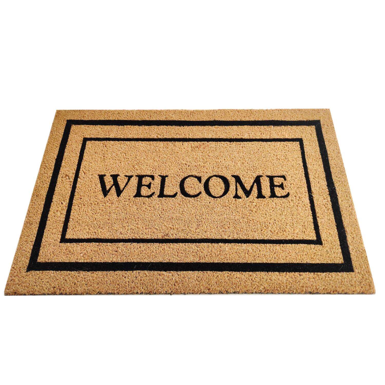 First Concept 30 in. L X 18 in. W Black/Brown Welcome Coir Door Mat