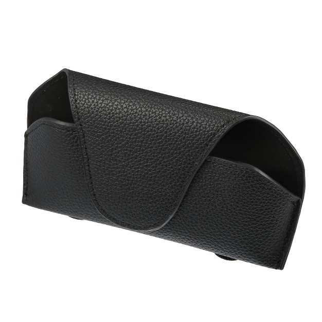 Unique Bargains Pu Leather Magnetic Double Clips Car Visor Sunglasses Holder Black 1 Pc