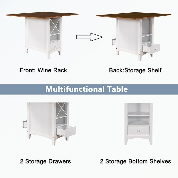 Wood Counter Height Dining Table with Drop Leaf