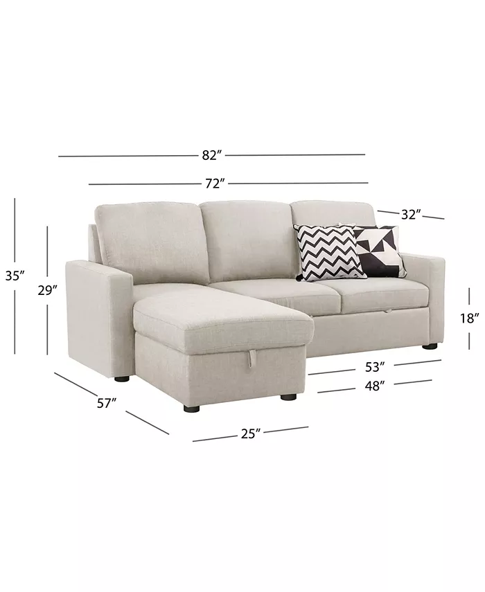 Abbyson Living Newton 82 Polyester Storage Sectional Sofa Bed