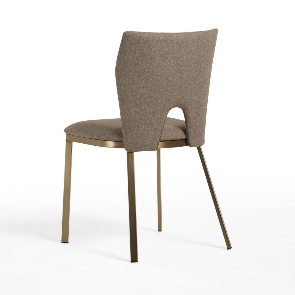 Modrest Burton Modern Beige   Brass Dining Chair (Set of 2)