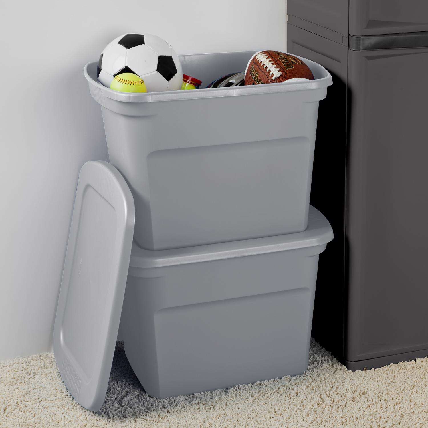 Sterilite 18 gal Gray Storage Tote 16-1/8 in. H X 23-1/2 in. W X 18-3/8 in. D Stackable