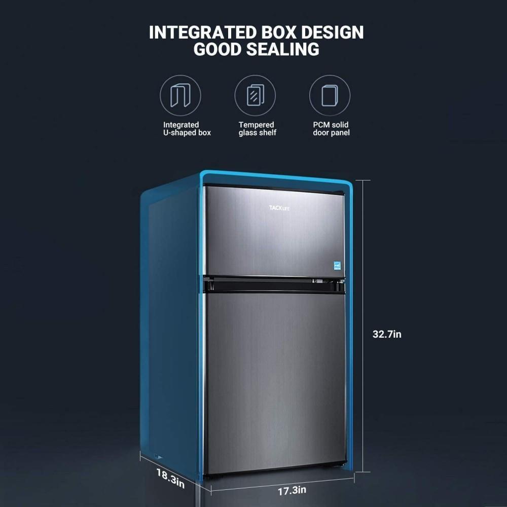 Mini Fridge with Freezer, 3.1 Cu.Ft Small Refrigerator, Compact Refrigerator with LED Light