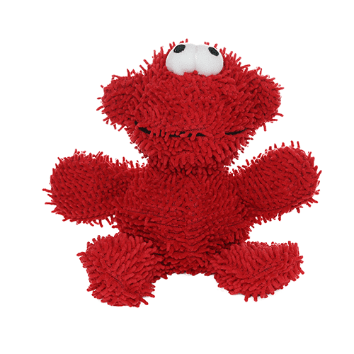 Mighty Microfiber Ball Monster Dog Toy， Made with Squeaker Balls， Minimal Stuffing， Red