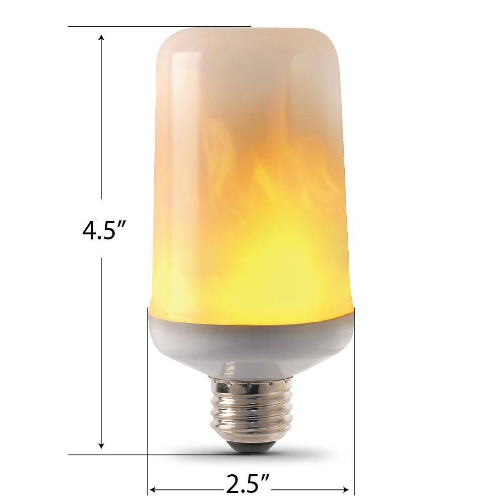 EcoSmart 3-Watt Equivalent T60 Cylinder Flame Design LED Light Bulb Amber (1-Pack) CFLAME2LEDESM