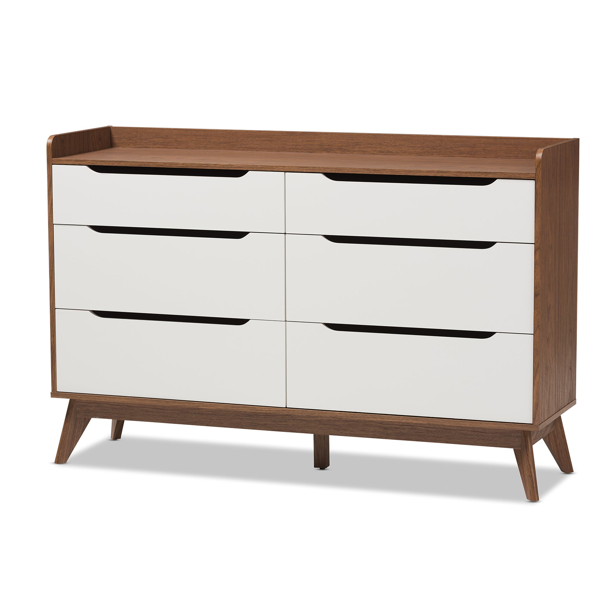 Bartel Modern White and Walnut Wood 6-Drawer Storage Dresser by Bellamy Studios