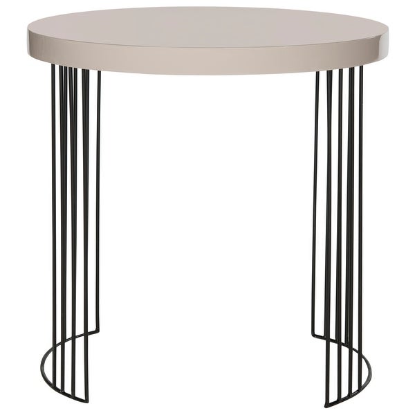 SAFAVIEH Mid-Century Modern Kelly Taupe/ Black Lacquer Side Table - 21.6