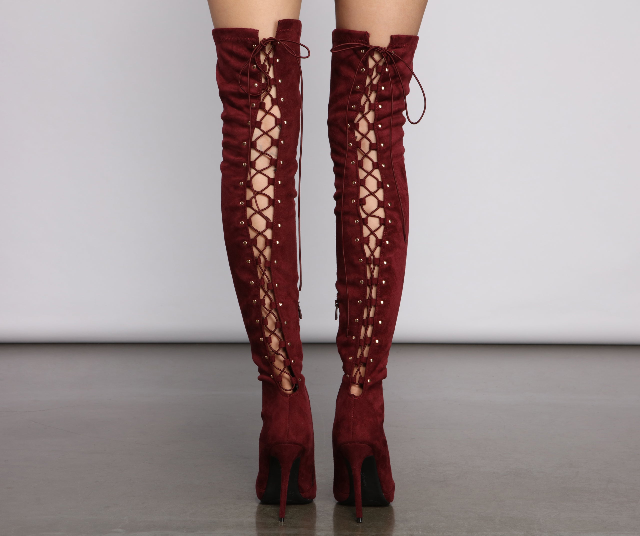 Lace Up Glamour Stiletto Boots