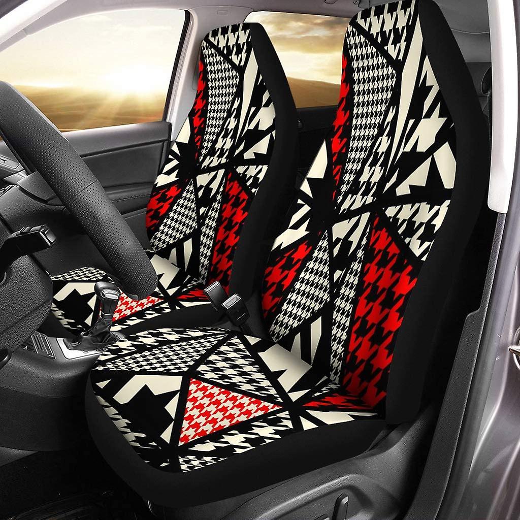 Set Of 2 Car Seat Covers Colorful Geometric Figures Universal Auto Front Seats Protector Fits For Car，suv Sedan，truck