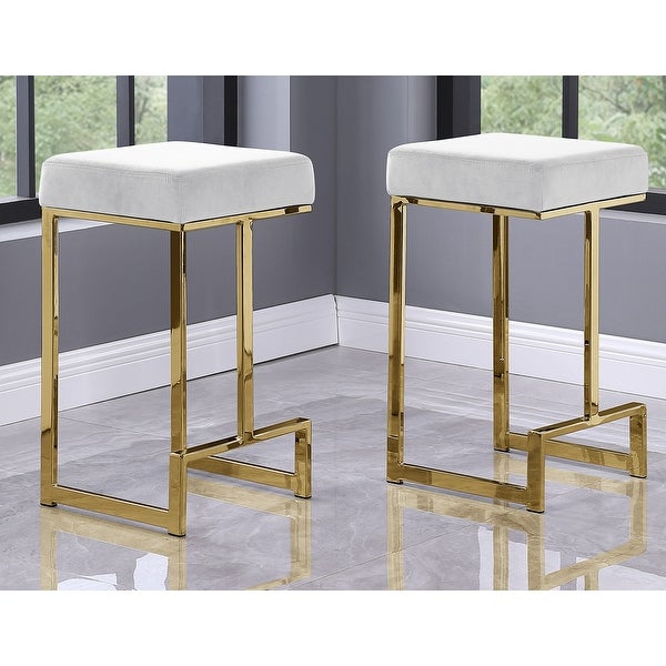 Best Master Furniture Velvet Gold Counter Height Stool (Set of 2)