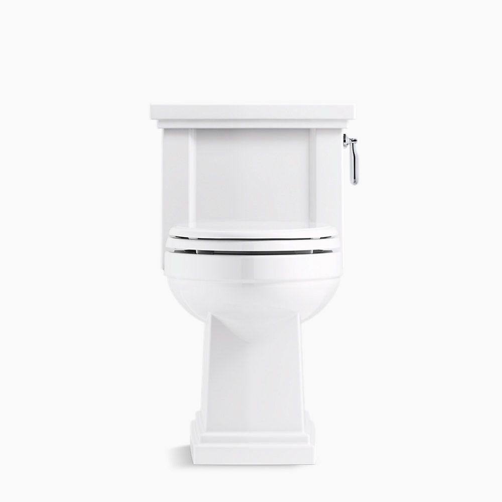 KOHLER Tresham Comfort Height 1-piece 1.28 GPF Single Flush Elongated Toilet with Trip Lever in White Seat Included K-3981-RA-0