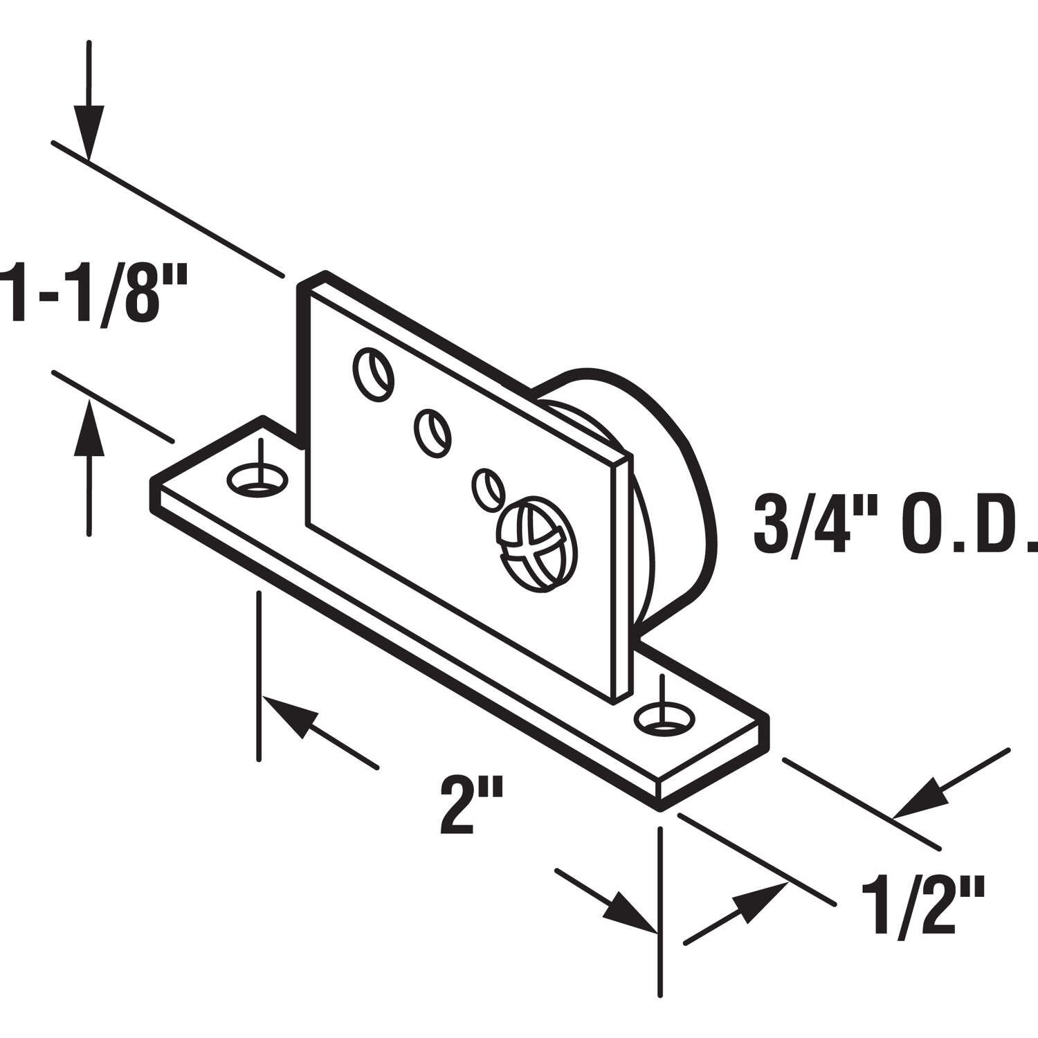 Prime-Line 3/4 in. D X 2 in. L Nylon/Steel Flat Edge Roller 2 pk