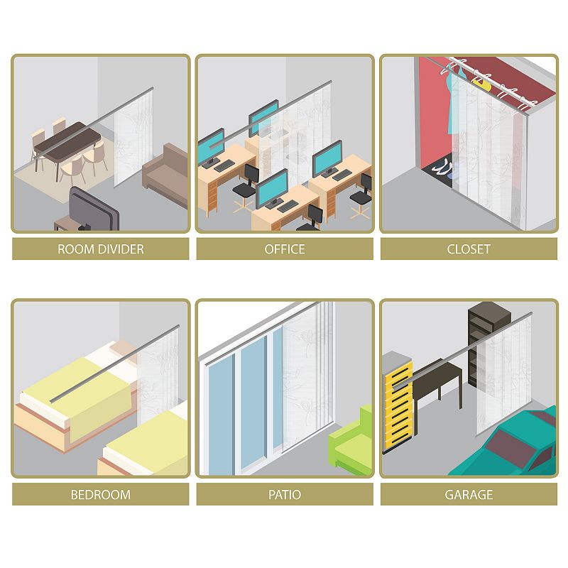 Rod Desyne Lotus 5-Panel Single Rail Panel Track Room Extendable Divider