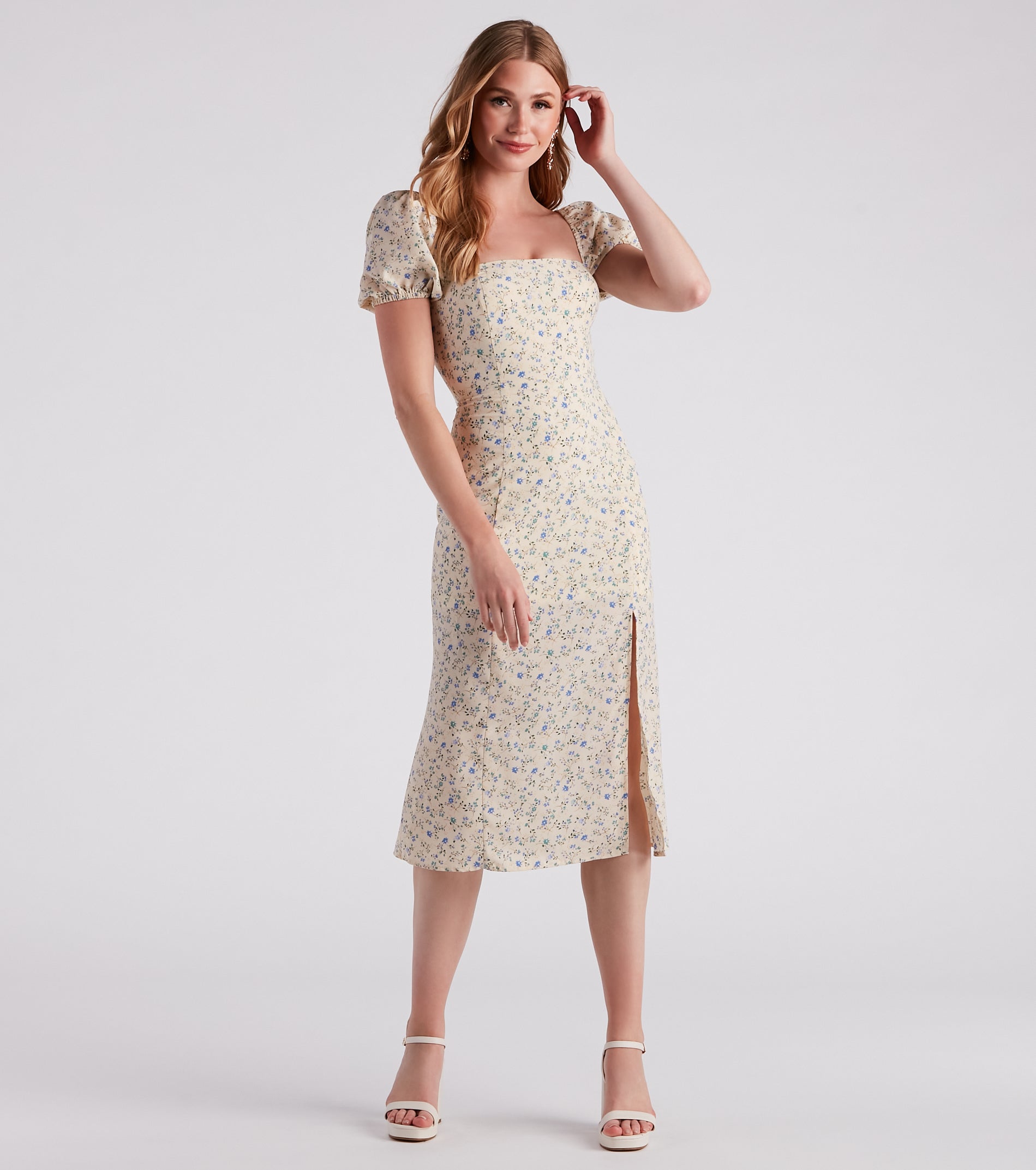 Spring Stroll Ditsy Floral Midi Dress