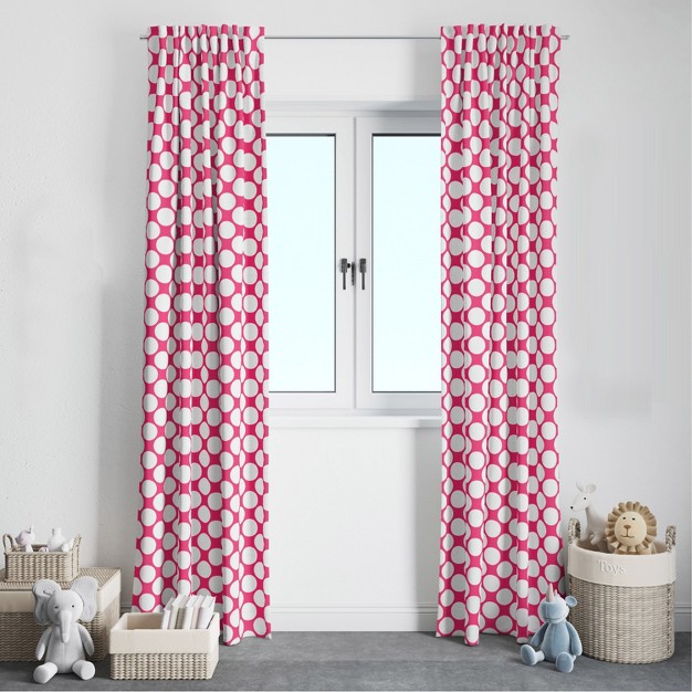 Bacati Large Dots Fuschia Cotton Printed Single Window Curtain Panel