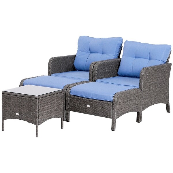 Outsunny 5piece Wicker Patio Chairs，Ottomans，and Coffee Table Set