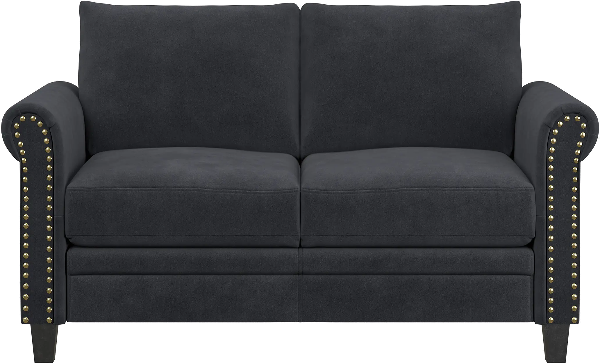 Jay Charcoal Loveseat with Nail Head Trim