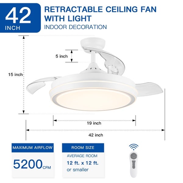 42 in. Black Frame Retractable Ceiling Fan with Remote Control Shopping - The Best Deals on Ceiling Fans | 41719779