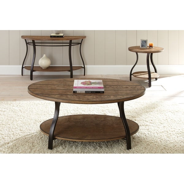 The Gray Barn Buffalo Horn Wood and Metal End Table