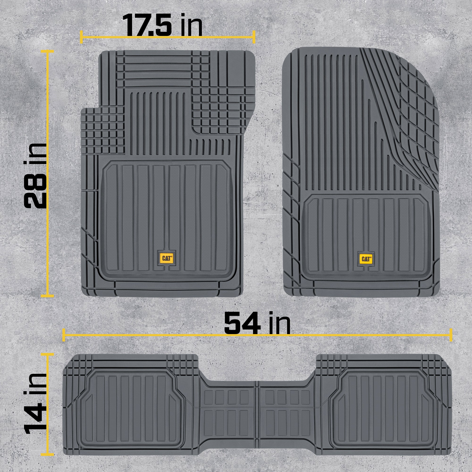 Caterpillar CAMT-8303 Advanced Performance ToughLiner Rubber Car Floor Mats for Auto Truck SUV and Van， Heavy Duty Full Custom Trim to Fit Liners