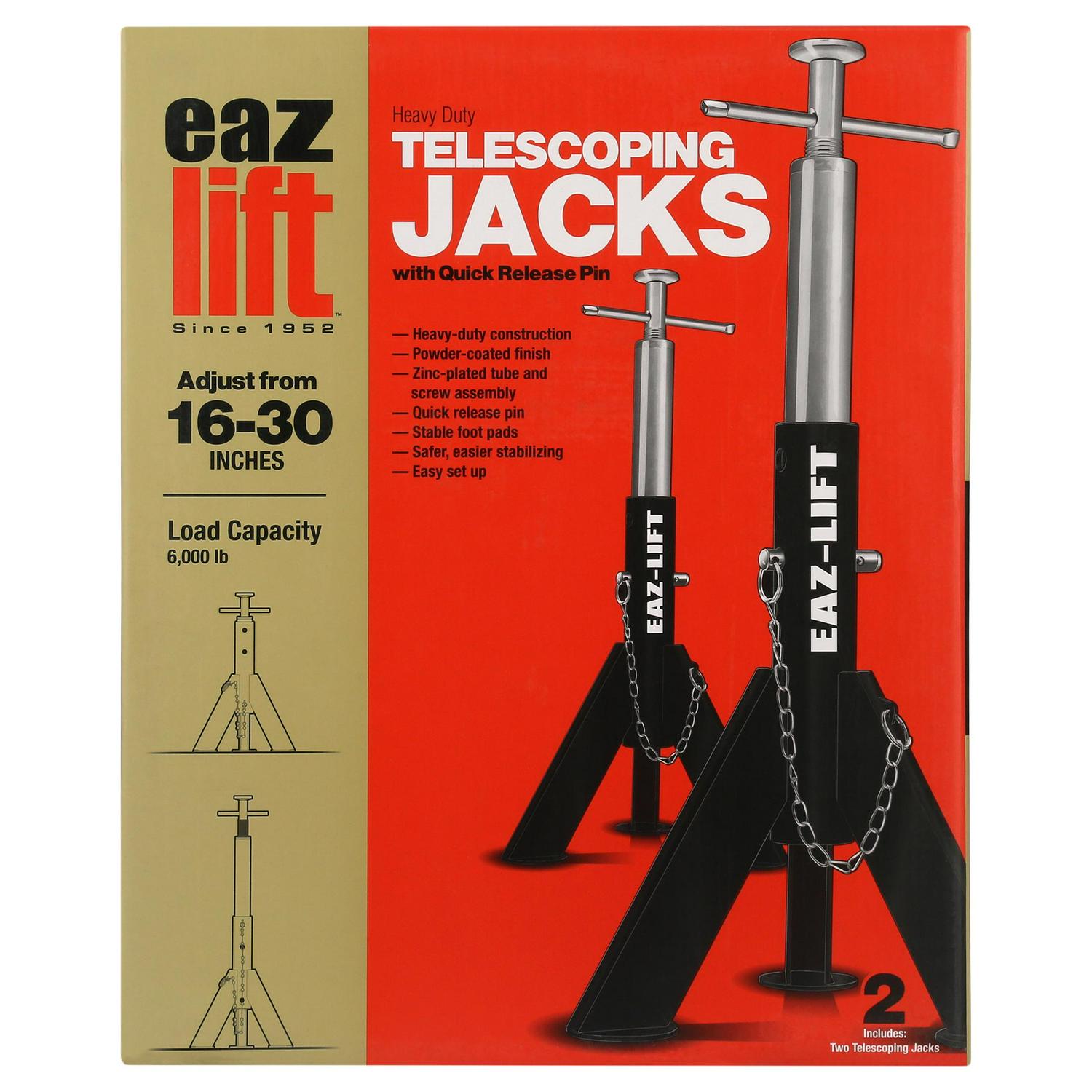 Camco Eaz-Lift Telescopic Jack， 2 Pack | Black | Metal (48860)