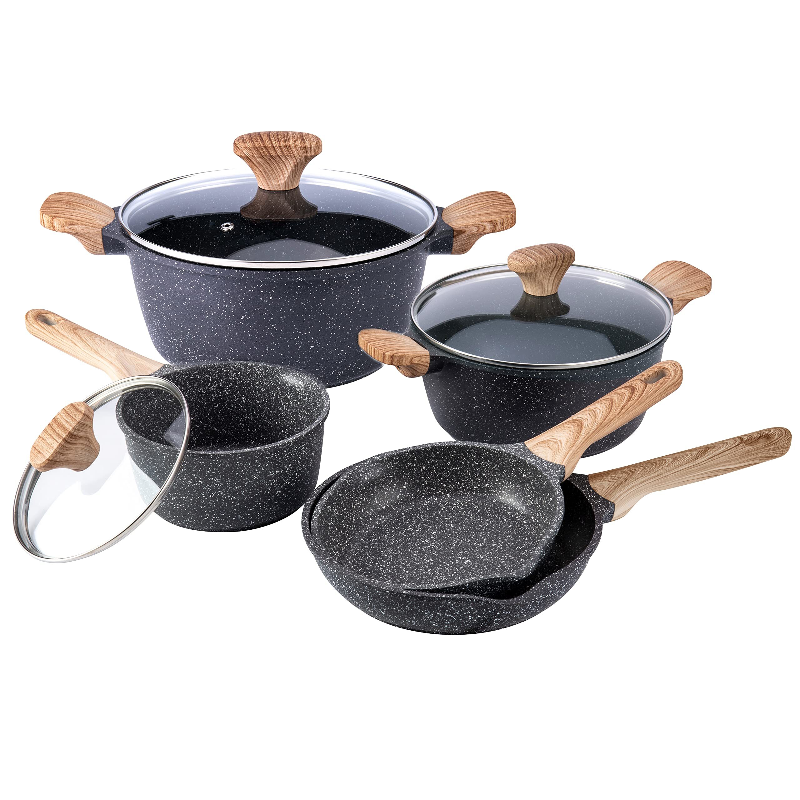 8-Piece Nonstick Cast Aluminum Pots and Pans Set