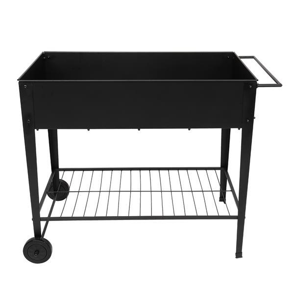 Mobile Metal Raised Garden Bed Cart with Legs; Elevated Tall Planter Box with Wheels for Outdoor Indoors House Patio Backyard Vegetables Tomato DIY Herb Grow (Black)